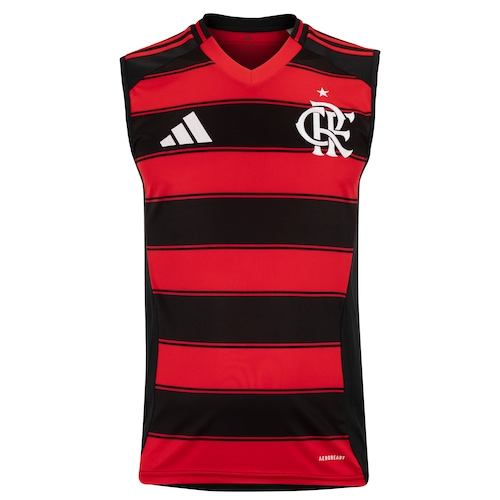 Camisa Regata Flamengo I 25 Adidas Masculina - Vermelho e preto