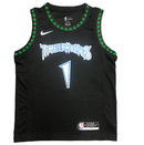 Regata NBA Minnesota Timberwolves Retrô Nike Authentic Edwards 1 - Preta